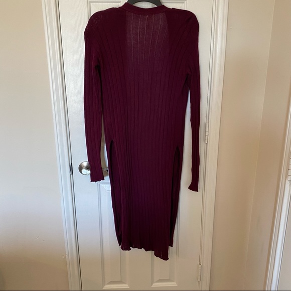 Free People Ribby Rib Duster Size Small Burgundy - Picture 6 of 8